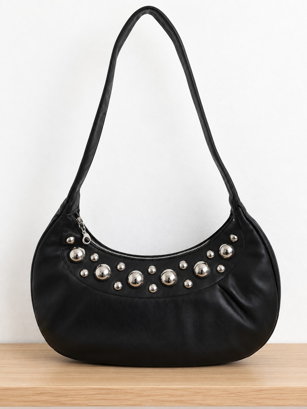 Black Studded Shoulder Bag